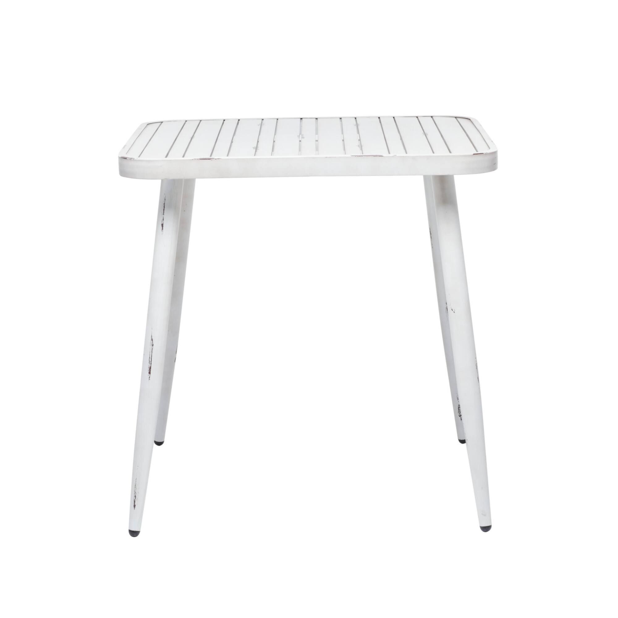 White Aluminum Farmhouse Outdoor Dining Table, 30" x 30" x 30"